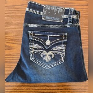 Hydraulic Women's Dark Blue Jeggings Jeans with Sequin Pockets Size 7/8